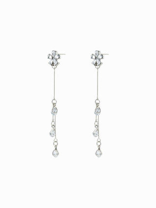 FLOWER & RHINESTONE DROP EARRINGS