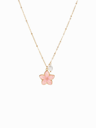 FLOWER & FAUX PEARL NECKLACE