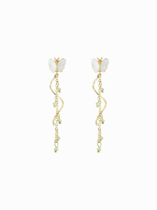 BUTTERFLY & GEMSTONE DROP EARRINGS