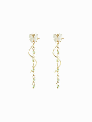 BUTTERFLY & GEMSTONE DROP EARRINGS