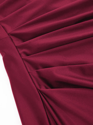 Satin Sculptural Square Neck Ruched Mermaid Maxi Dress