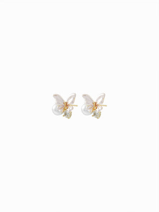 BUTTERFLY & RHINESTONE STUD EARRINGS