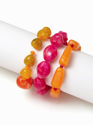3PCS RESIN BEADED BRACELET