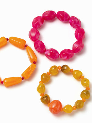 3PCS RESIN BEADED BRACELET