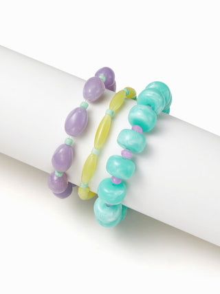 3PCS RESIN BEADED BRACELET SET