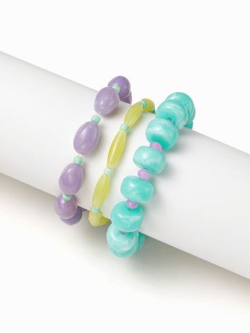 3PCS RESIN BEADED BRACELET SET