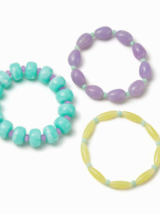 3PCS RESIN BEADED BRACELET SET