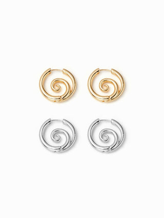 2 PAIRS SPIRAL HOOP EARRINGS SET