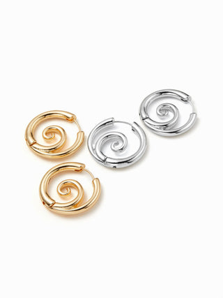 2 PAIRS SPIRAL HOOP EARRINGS SET