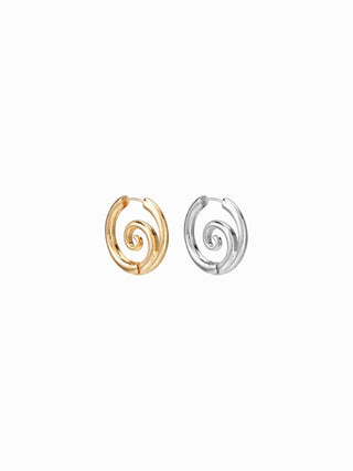 2 PAIRS SPIRAL HOOP EARRINGS SET