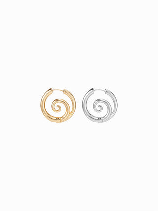 2 PAIRS SPIRAL HOOP EARRINGS SET
