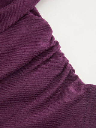 Asymmetrical Neck Ruched Top & Mid Rise Wide Leg Trousers Set