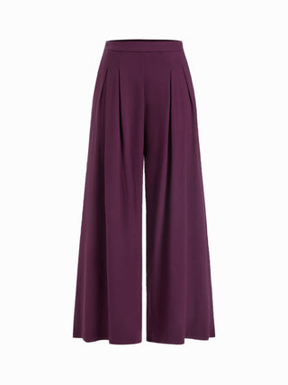Asymmetrical Neck Ruched Top & Mid Rise Wide Leg Trousers Set