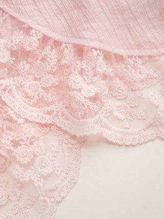 Textured Lace Panel V-neck Crop Cami Blouse