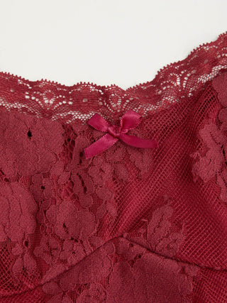 Cotton-blend Lace Sweetheart Neck Ruffled Bowknot A-line Mini Dress