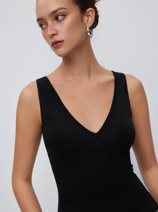 Cotton-blend High Stretch V-neck Tank Top