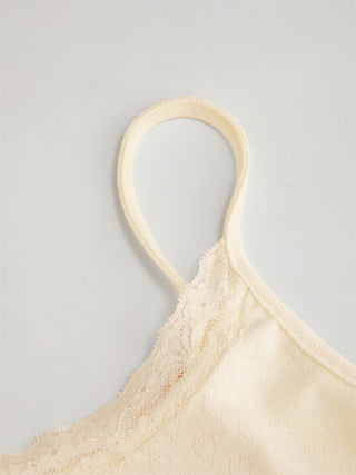 Pointelle Cat Graphic U-neckline Lace Trim Bowknot Cami Top