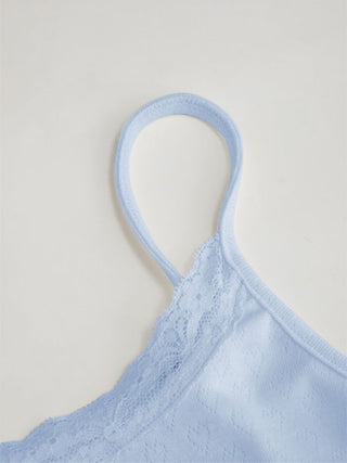 Pointelle Cat Graphic U-neckline Lace Trim Bowknot Cami Top