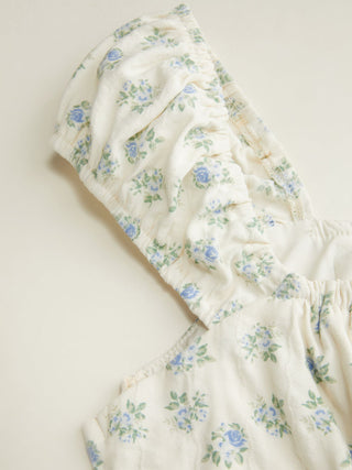 Square Neck Floral Knotted Mini Dress