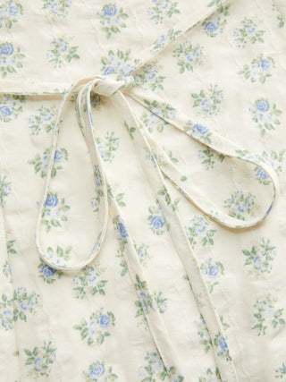Square Neck Floral Knotted Mini Dress