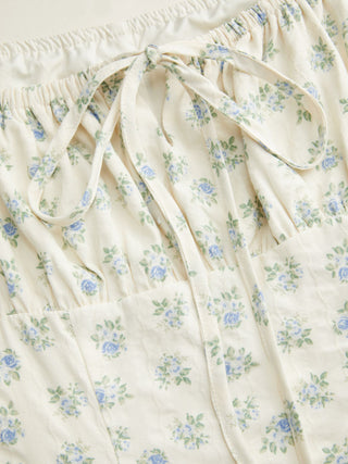 Square Neck Floral Knotted Mini Dress