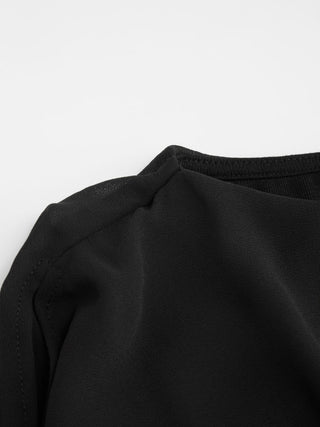 Boat Neck Draped Overlay Short Sleeve Top
