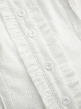 Cotton-blend Square Neck Ruffled Lace-up Corset Blouse
