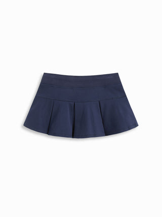 Cotton-blend Terry Low Rise Drawstring Pleated Mini Skirt