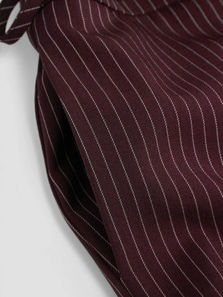 Low Rise Striped Tie Side Ruched Straight Leg Trousers