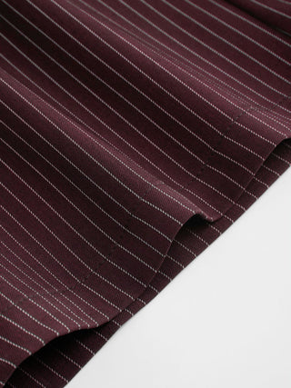 Low Rise Striped Tie Side Ruched Straight Leg Trousers