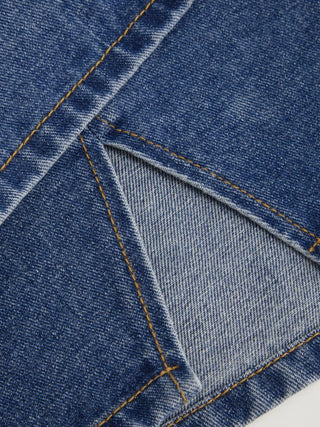 Denim Mid Waist Split Mini Skort