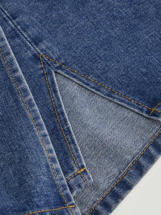Denim Mid Waist Split Mini Skort