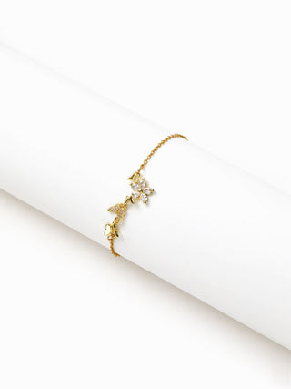 FLOWER & BUTTERFLY & RHINESTONE BRACELET