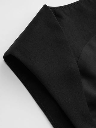 Scoop Neck Double Breasted Crop Blazer Vest