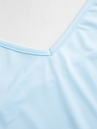 Satin Asymmetrical Neck Short Sleeve Cape Blouse