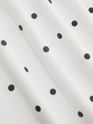 Cotton-blend Polka Dot V-neck Short Sleeve Lace Trim Bowknot Top
