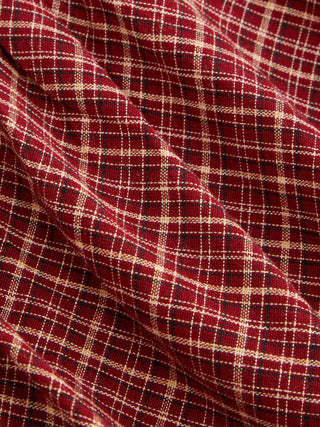 Cotton Plaid Halter Neckline Cut Out Bowknot Flared Mini Dress