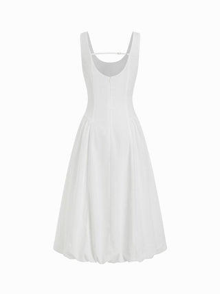 Scoop Neck Draped Bubble Hem Maxi Dress