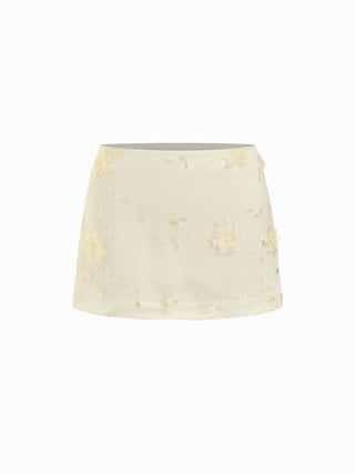 Lace Low Rise Floral Mini Skirt