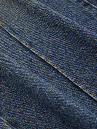 Washed Denim Low Rise Metal Detail Wide Leg Capri Jeans