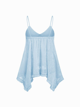 Jacquard Sweetheart Tie-front Hanky Hem Cami Top
