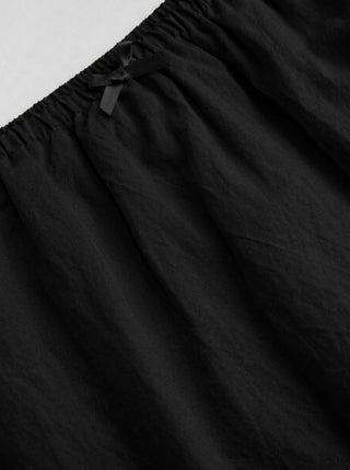Cotton-blend Low Rise Textured Bowknot Ruffle Hem Mini Skirt