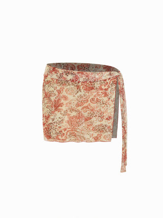 Halter Paisley O-Ring Beaded Tie Side Bikini with Sarong