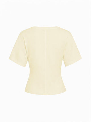Cotton-blend High Stretch V-neck Short Sleeve Tee