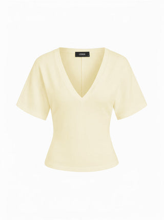 Cotton-blend High Stretch V-neck Short Sleeve Tee
