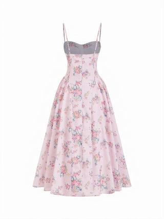 Textured Sculptural Floral Sweetheart Floral High Rise Flared Midi Dress