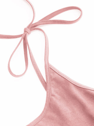 Cotton-blend Square Neck Babydoll Tie-Shoulder Flared Crop Top