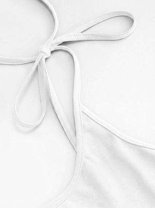 Cotton-blend Square Neck Babydoll Tie-Shoulder Flared Crop Top
