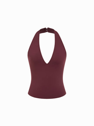 High Stretch Halter Neckline Backless Slim Tank Top
