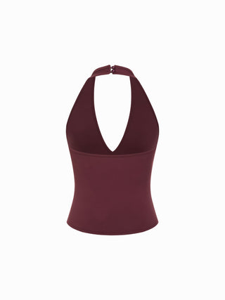 High Stretch Halter Neckline Backless Slim Tank Top